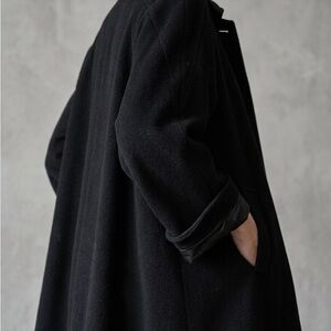 Vtg Worumbo Forstmann Pure Wool Coat Loring Made US Blk Swing Oversized Sz 2XL